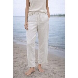 Cubavera Linen Blend Drawstring Pants Sz L Beachy Neutral Relaxed Fit Resortwear